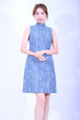 Line & Curve 牛仔波浪紋珠片A型旗袍YL1136-3
