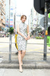 Line & Curve 銀底車線織花亦袖旗袍YL1184-2