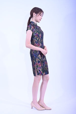 Line & Curve 金底雀鳥花小蓋袖旗袍YL1170-3
