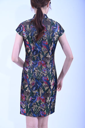 Line & Curve 金底雀鳥花小蓋袖旗袍YL1170-3