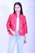 YUE HWA大紅底玫瑰花滾邊上衣YL212-44