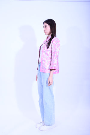 YUE HWA粉底牽牛花滾邊上衣YL212-40