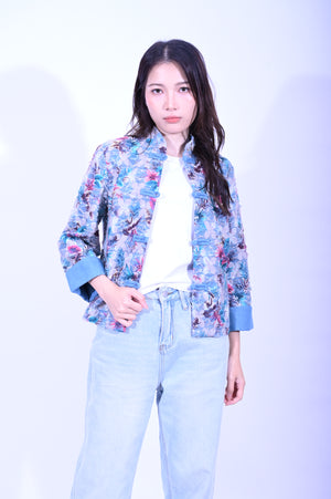 Line & Curve工藝牛仔一字鈕明袋反袖外套YL246-36