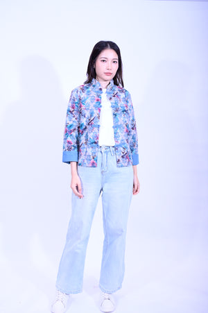 Line & Curve工藝牛仔一字鈕明袋反袖外套YL246-36