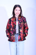 YUE HWA黑底紅金花斜插袋反袖夾棉外套YL271Q-2