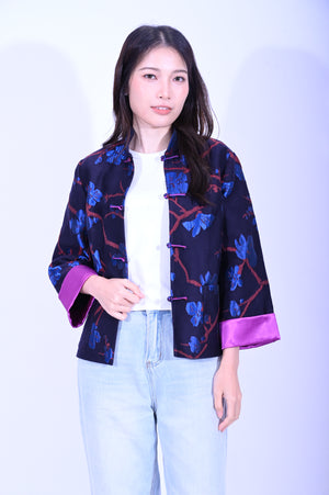 Line & Curve 絨布梅花一字鈕明袋反袖外套YL246-42