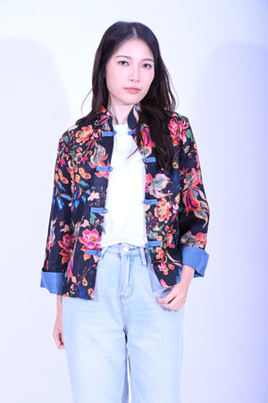 Line & Curve 仿香雲紗彩金魚扁鈕明袋反袖外套YL246-43