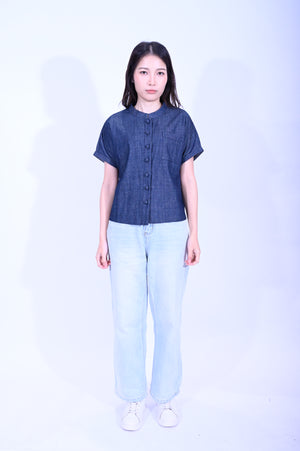 Line & Curve深牛仔短袖鈕頭上衣YL236F-10