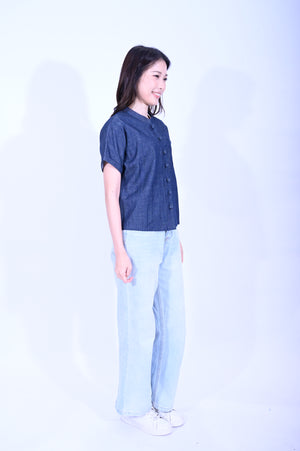 Line & Curve深牛仔短袖鈕頭上衣YL236F-10