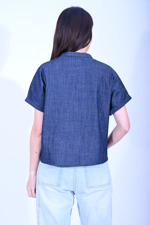 Line & Curve深牛仔短袖鈕頭上衣YL236F-10