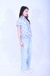 Line & Curve 苧麻藍花原身短袖鈕頭上衣S05R26-9