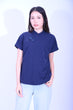 Line & Curve 棉質如意鈕連袖寶藍T恤YL266-2