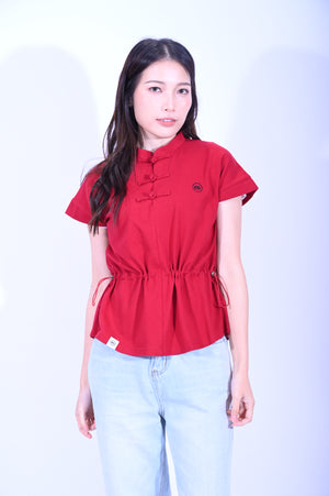 Cypherhood深紅色女裝束繩上衣C2603006B