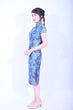 Line & Curve 中藍仿蕾士牛仔小短袖旗袍YL1187-2