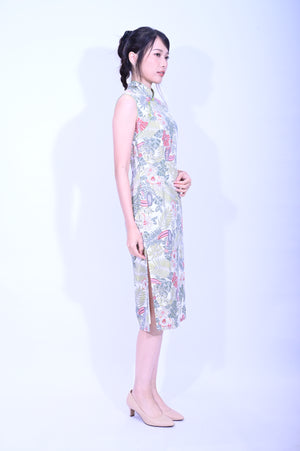 Line & Curve 棉質大咀鳥亦袖旗袍YL1190-3