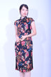 Line & Curve仿香雲紗彩金魚小蓋袖旗袍YL1178-4