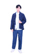 Mandarin Square 男裝灰色真絲八仙花脫毛領真絲棉衣