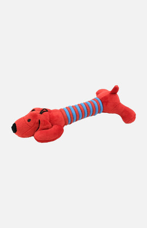 長粗綿繩蠟腸狗發聲狗玩具 - 紅 28cm