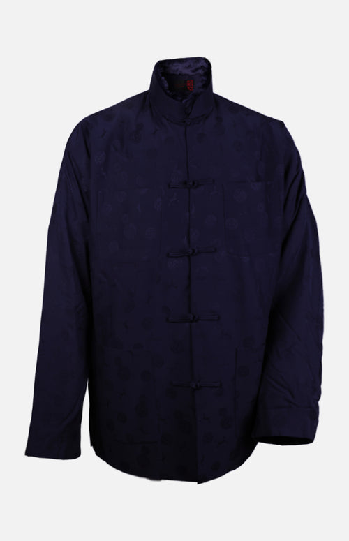 Silk Padded Jacket (Round Pattern)-Navy