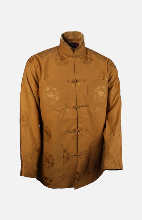 Silk Padded Jacket (Eight Treasures Pattern)-Golden
