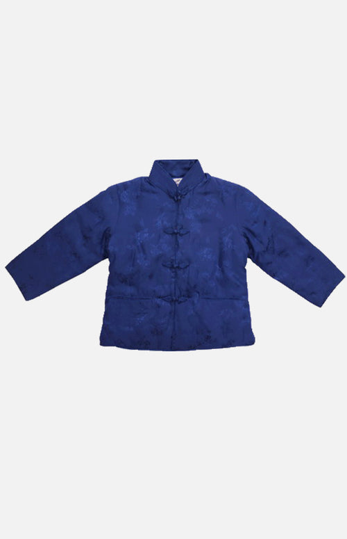 Double Horse Girl's Silk Wadded Jacket(Dark Blue Size 6)